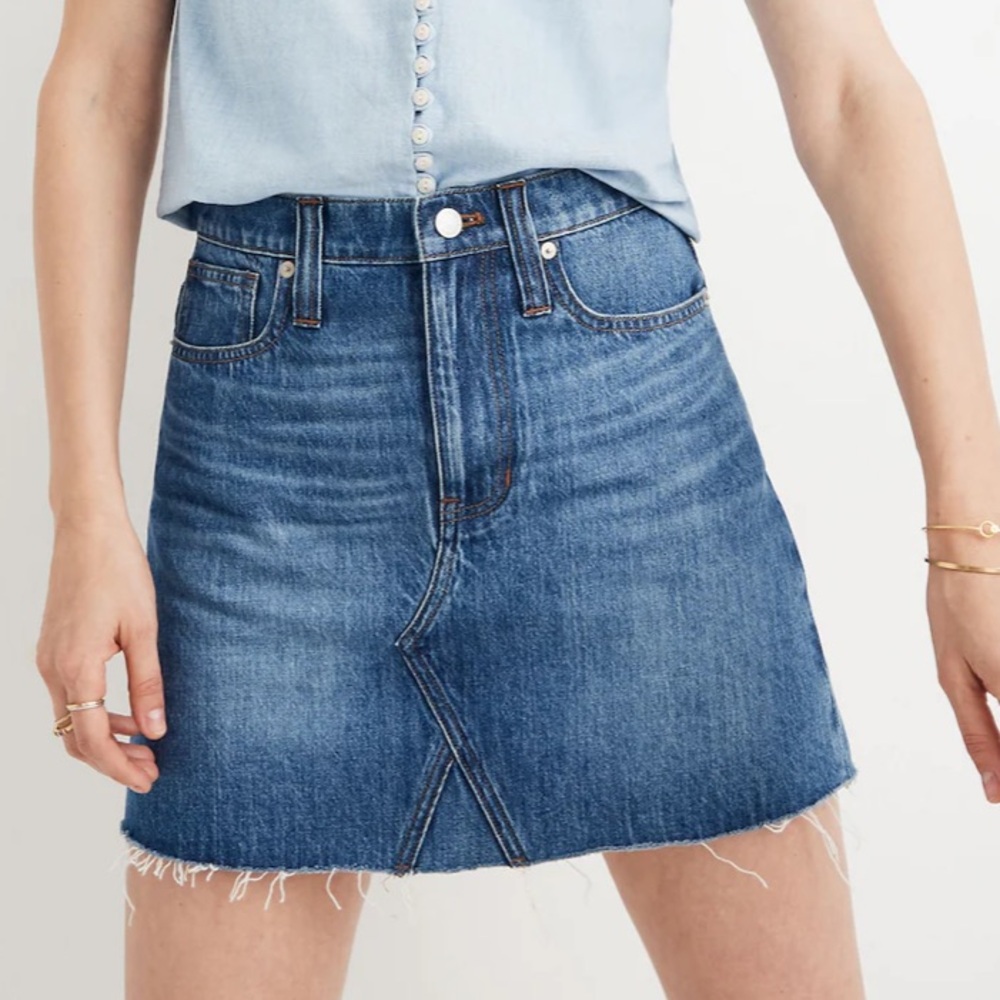 Madewell Rigid Denim A-Line Mini Skirt in Lakeline Wash: Eco Edition size 26
